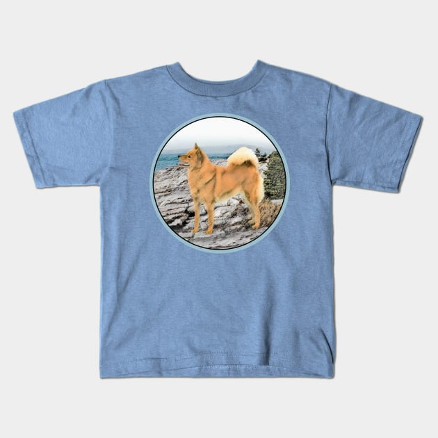 Finnish Spitz at Seashore Kids T-Shirt by Alpen Designs
